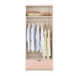 【BODEN】斯緹2.5尺粉色二門單抽衣櫃(單吊桿)