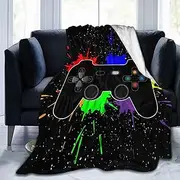 Gaming Video Game Joystick Cool Throw Blanket Soft Bed Bedding Warm Cozy Plush Flannel Fleece Blankets Gifts for Kids Boys Teens Men, Sofa Couch Bedroom Home Decor, 60"X50"