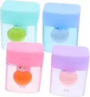 FUNNETOYU Handheld Pencil Sharpener Mini Single Hole Heart Design Portable for Office 4 Pack Plastic