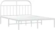 vidaXL Steel Queen Size Bed Frame with Headboard and Extra Storage Space - White