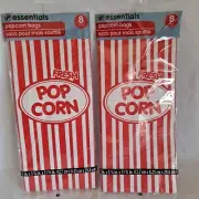 New 2Pack 16 Greenbrier POPCORN BAGS Red White Tubs Bowls Bags Containers Sacks