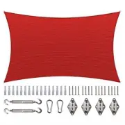 14 ft. x 20 ft. 190 GSM Red Rectangle Sun Shade Sail with Rectangle Kit