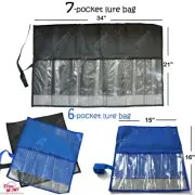 Blue 6-pocket or Black 7-Pocket fishing bag Roll-up Lure jig Tackle Storage lot
