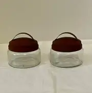 Set Of Two 8OZ APOTHECARY JARS WITH RUSTIC HANDLE LIDS