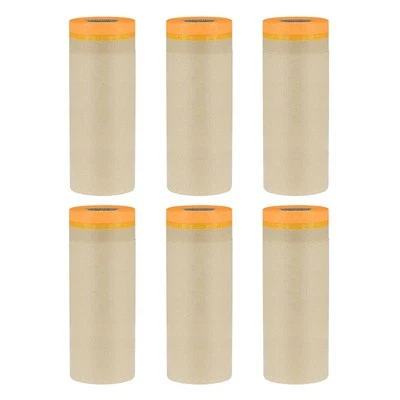 Pre-Taped Masking Paper 17.7" x 49ft Brown Paper High-Tack Tape 6pcs Orange