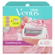 Gillette Venus ComfortGlide White Tea, 3 ct Women's Razor Blade Refills plus 1