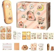 Capybara School Supplies | Cartoon Capybara Pencil Case | Cute Stationery for Christmas Birthday, Back-to-School Supplies, Include Notebooks, Sticky Notes, Stickers, Pencils, and More