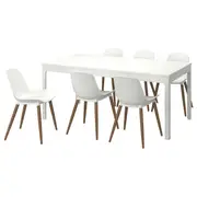 EKEDALEN / GRÖNSTA table and 6 chairs, white/white, 180/240 cm