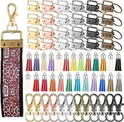 [oumebiu] Furge 72 Pieces Key Fob Hardware Set Including 24 Wristlet with Keyring, Colorful Leather Keychain Tassel and Swivel Snap Hooks for Supplies, 6 Colors, Multicolor, Large, Multicolor