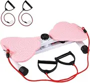 Pilates Twister, Core Trainer with Resistance Bands, Full Body Workout for Women Men Small Fitness Ab Workout Equipment, Waist Twisting Disc Turntable Board for Foot Massage and Weight Loss Pink