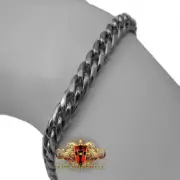 WHITE GOLD TONE OVER REAL STERLING SILVER MIAMI CUBAN CHAIN BRACELET 7MM 8 INCH