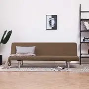 Modern Brown Polyester Sofa Bed, Folding Couch Futon with Adjustable Recline, Sturdy Wooden Frame & Chromed Legs, 168 x 76 x 66 cm