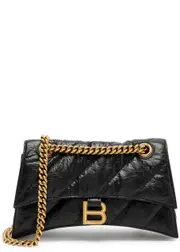 Balenciaga Crush Small Quilted Leather Shoulder bag - Black ONE SIZE