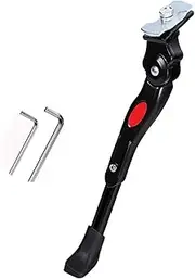 Bike Kickstand Adjustable Center-Mount Aluminum Bicycle Side Stand Kick Stand for 24-26 Inch Road Bike/BMX/MTB