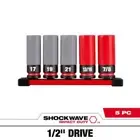Milwaukee SAE and Metric Lug Nut Impact Socket Set 1/2 in. Drive Deep (5-Piece)