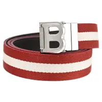 在飛比找ETMall東森購物網優惠-BALLY 6225420 BISING 紅白織帶雙面B扣環