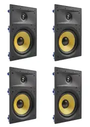 4 Pack - TDX 8" 2-Way In Wall Home Theater Surround Sound Speaker Flush White