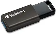 Verbatim Japan USBSLM128GZV1 USB Memory, 128 GB, USB 3.2 (Gen1), Sliding Type, Strap Hole, Compatible with Windows and Mac, Domestic Security Support, Black