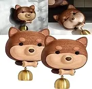 Wooden Shiba Inu Wind Chime Doorbell, Shiba Inu Doorbell, Dog Door Bell, Shiba Inu Shaped Magnetic Doorbell, Wooden Wind Chime Doorbell, Shiba Inu Shaped Doorbell with Clear Chime (B,2PCS)