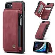 CaseMe Shockproof iPhone 7+/8+ 7 Plus 8 Plus Case Cover Wallet Apple [Wine]