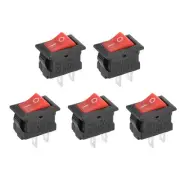 Mini Boat Rocker Switch Red Toggle Switch 2pins ON/OFF AC 250V/3A 125V/6A 5pcs