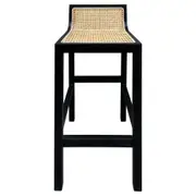 [Florabelle Living] Amalfi Elm Wood and Rattan Barstool Black
