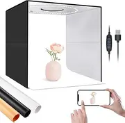 Volkwell 40CM Photo Studio Light Box, Adjustable Brightness 144Pcs LED Beads Portable Foldable Mini Table Shooting Tent, 3X PVC Backdrops 5500K CRI>95 Photography Kit.