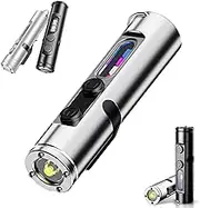 Taclite Mini – The Ultimate Everyday Micro Tool, Taclite Mini Rechargeable LED Magnetic Super Bright Flashlight, with Hat Clip, 3 Brightness, Waterproof (Sliver)
