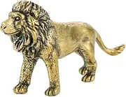 FOMIYES Brass Lion Ornament Model Statue Office Table Decor Figurine Home Accent Gold Desk Decor Wealth Animal Ceramic Carving Key Ring Child Vintage