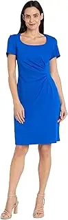 [R&M Richards] Fitted Sheath Dress W/Pleated Side Waist & Short Sleeve
