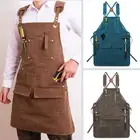 Unisex Canvas Workwear Apron Pinafore Overalls Coffee Kitchen Carpenter Barber