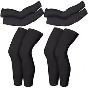 Geyoga 2 Pairs Compression Full Length Leg Sleeve Arm Sleeve for Small Black