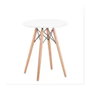 Design Square Round Wooden Dining Table Eiffel Design Wooden Legs 80cm - White