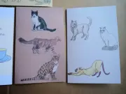 Cat animal figure drawings pastel artist Jerome Cadd 5 Ink print Greeting cards