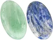 SOPOTUTU 2pcs Natural Crystal Scraping Plate for Relief Massage Portable Thumb Gua Tool for Facial -circulation Improvement Includes Green Agate and Stone