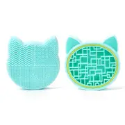 Catzon Silicone 2 in 1 Makeup Brush Cleaning Mat Protable Storage Holder-NordicGreen