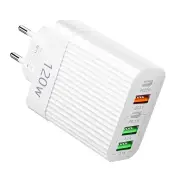 120W 5-Port USB PD Charger 3USB-A+2USB-C PD QC3.0 Fast Charging Wall Charger Adapter EU Plug for iPhone 16 Pro 15 14 13