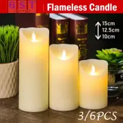 3/6PCS Flameless LED Candle WarmWhite Moving Dancing Wick Electic Candles Weding