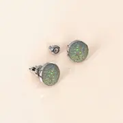 Amalgam White Gold Layered White Stone Stud Earrings 15mm
