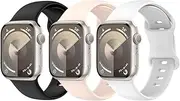 (3 Pack) TheaPro Replacement Silicone Band for Apple Watch Series 9/Ultra 2 42mm/44mm/45mm, Soft Sport Adjustable Bands Straps for iWatch Series 8 SE 7 6 5 4 3 2 1
