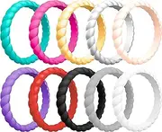 ThunderFit Womens Thin Swivel Rings | 8 Pack | 4 Pack | Stackable Silicone Wedding Rings