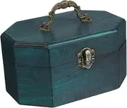 Amosfun Wooden Retro Desktop Storage Case Portable Storage Box with Lid for Home Office Vintage Design