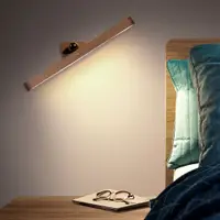 在飛比找蝦皮購物優惠-實木質床頭燈閱讀 黏貼磁鐵吸附式壁燈 led化妝鏡前燈 宿舍