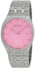 GUCCI 25H Quartz Pink Colored Glass Dial 38MM SS Women's Watch YA163410