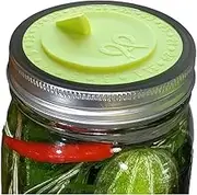 7pack Maintenance free airlock waterless fermentation lids for wide mouth mason jars. Make Sauerkraut, Kimchi, Pickles, any fermented vegetable probiotic foods. BPA free, mold free, dishwasher safe.