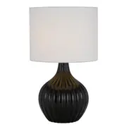 Narva Black Ribbed Ceramic Table Lamp