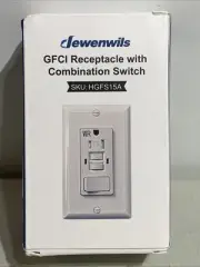 GFCI Combination Switch Tamper-Resistant Receptacle with LED Indicator, 15-Amp