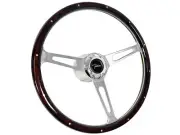 1965-70 Ford Falcon 6 Bolt 15" Classic Espresso Wood Riveted Steering Wheel Kit (for: Ford)