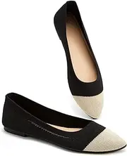 [BABUDOG] Women's Mesh Flats Shoes Pointed-Toe Dress Shoes for Women Black Flats Shoes Comfortable Memory Foam Flats Shoes