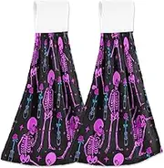 RPLIFE Skeleton Empty Vase Hand Towels with Hanging Loop, Soft Absorbent Hand Towel Set 2, 18.2 x 14 Inch